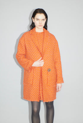 Bouclé Tweed Mantel, Mandarin from ODEEH 