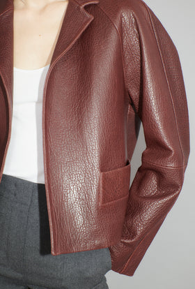 Grainy Lamb Nappa Jacke, Chestnut Red from ODEEH 
