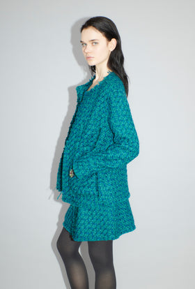Bouclé Tweed Jacke, Dark Peacock from ODEEH 