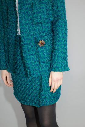 Bouclé Tweed Jacke, Dark Peacock from ODEEH 
