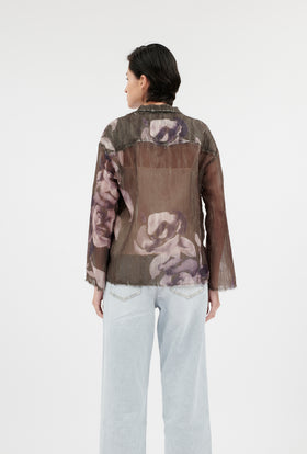Painted Peonies Jacke, Dark Olive from ODEEH 