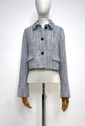Italian Denim Serge Jacke, Silvery Blue from ODEEH 