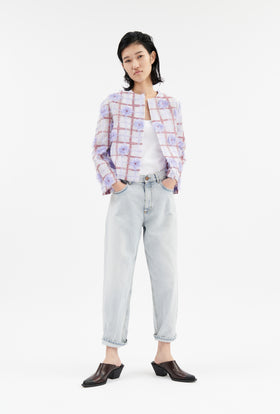 Filcoupé Check Jacke, Periwinkle Blue from ODEEH 