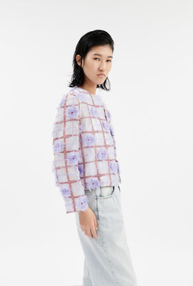 Filcoupé Check Jacke, Periwinkle Blue from ODEEH 