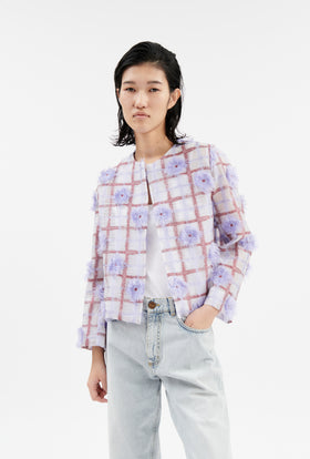 Filcoupé Check Jacke, Periwinkle Blue from ODEEH 