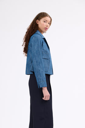 Micro Canvas Jacket, Denim Blue from ODEEH 