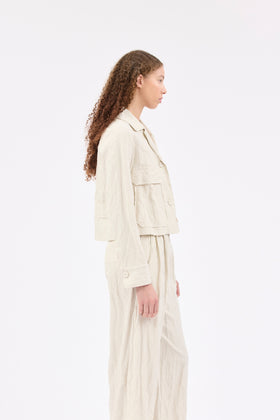 Pin Stripe Gabardine Jacke, Ivory from ODEEH 