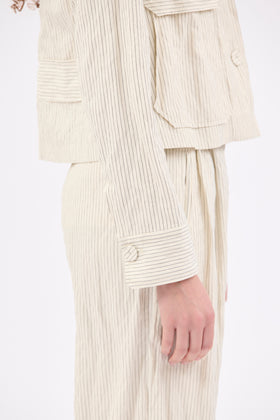 Pin Stripe Gabardine Jacke, Ivory from ODEEH 