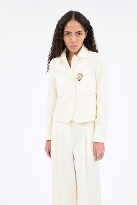 Structured Cotton / Linen Jacke, Off White from ODEEH 