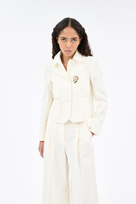 Structured Cotton / Linen Jacke, Off White from ODEEH 