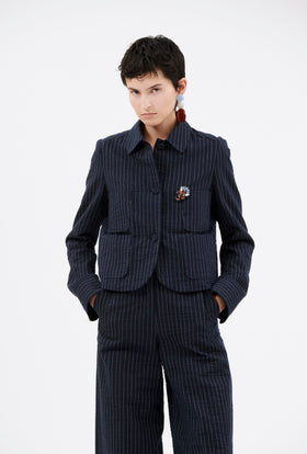 Organdi Stripe Jacke, Ink from ODEEH 