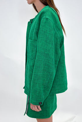 Hemp Tweed Blouson, Billard Green from ODEEH 