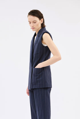 Paper Touch Stripe Vest, Marine from ODEEH 