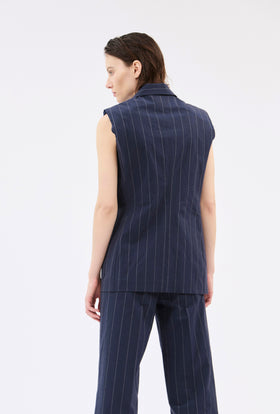 Paper Touch Stripe Vest, Marine from ODEEH 