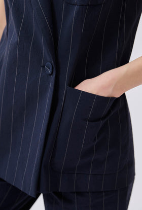 Paper Touch Stripe Vest, Marine from ODEEH 
