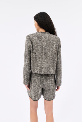 HERINGBONE BOUCLÈ Jacke, Dusty Brown from ODEEH 