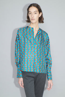 Fancy Grid Bluse, Burnt Orange from ODEEH 