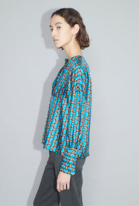 Fancy Grid Bluse, Burnt Orange from ODEEH 
