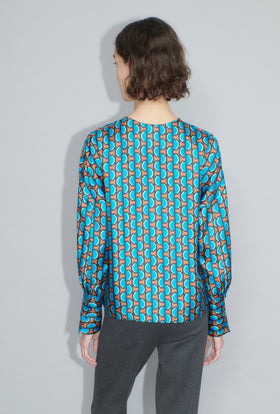 Fancy Grid Bluse, Burnt Orange from ODEEH 