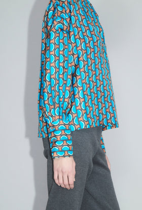 Fancy Grid Bluse, Burnt Orange from ODEEH 
