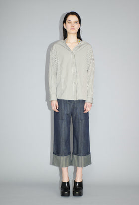 Shirt Stripes Bluse, Dark Khaki from ODEEH 