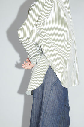 Shirt Stripes Bluse, Dark Khaki from ODEEH 