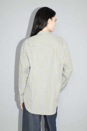 Shirt Stripes Bluse, Dark Khaki from ODEEH 