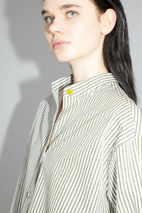 Shirt Stripes Bluse, Dark Khaki from ODEEH 