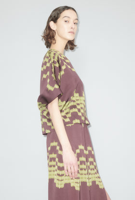 Double Printed Degradè Bluse, Goldolive from ODEEH 