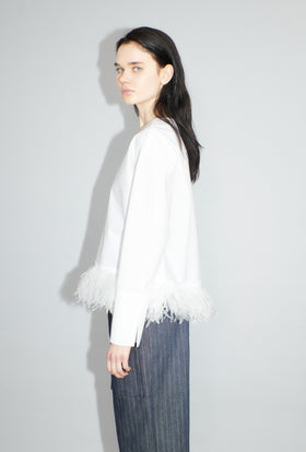 Crushed Popeline Bluse, White from ODEEH 