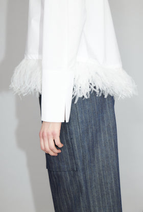 Crushed Popeline Bluse, White from ODEEH 