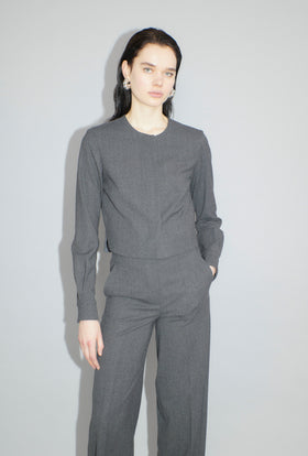 Stretch Flannel Bluse, Granite from ODEEH 