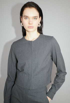 Stretch Flannel Bluse, Granite from ODEEH 
