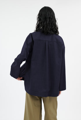Super Light Wool Bluse, Navy from ODEEH 