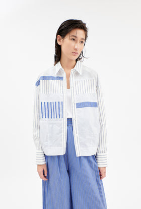 Light Cotton Stripes Bluse, Sky from ODEEH 