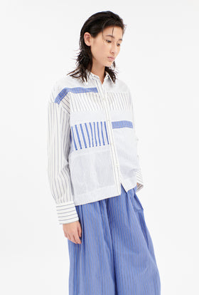 Light Cotton Stripes Bluse, Sky from ODEEH 