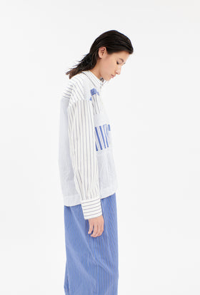 Light Cotton Stripes Bluse, Sky from ODEEH 