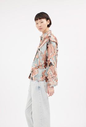 Bold Filcoupé Jacquard Bluse, Light Copper from ODEEH 