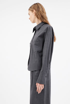 Super Light Wool Bluse, Charcoal from ODEEH 