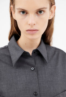 Super Light Wool Bluse, Charcoal from ODEEH 