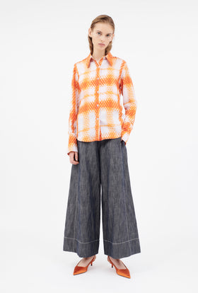 Small Painted Check Bluse, Papaya from ODEEH 