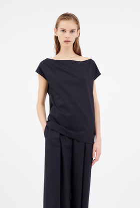 Super Light Wool Bluse, Navy from ODEEH 