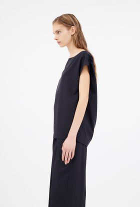 Super Light Wool Bluse, Navy from ODEEH 