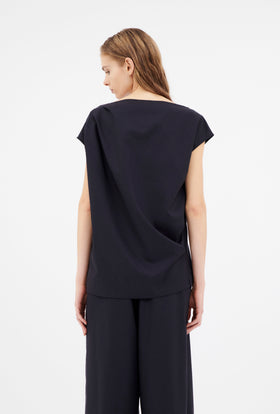 Super Light Wool Bluse, Navy from ODEEH 