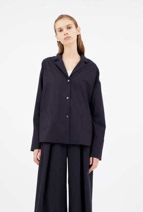 Super Light Wool Bluse, Navy from ODEEH 