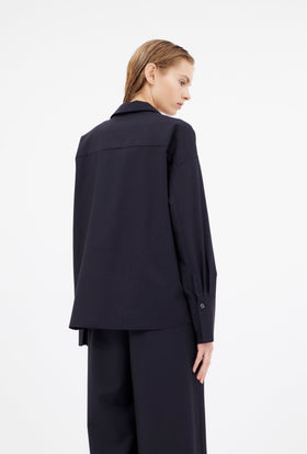Super Light Wool Bluse, Navy from ODEEH 