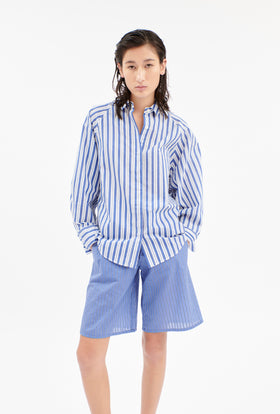 Light Cotton Stripes Bluse, Baltic Blue from ODEEH 