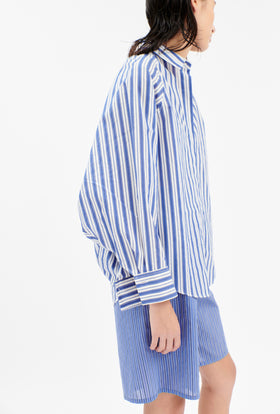 Light Cotton Stripes Bluse, Baltic Blue from ODEEH 