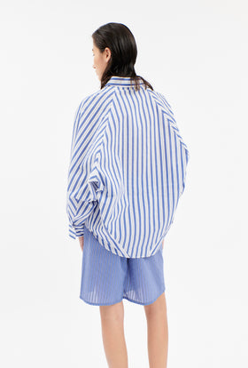 Light Cotton Stripes Bluse, Baltic Blue from ODEEH 