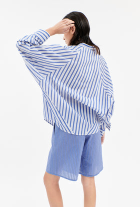 Light Cotton Stripes Bluse, Baltic Blue from ODEEH 